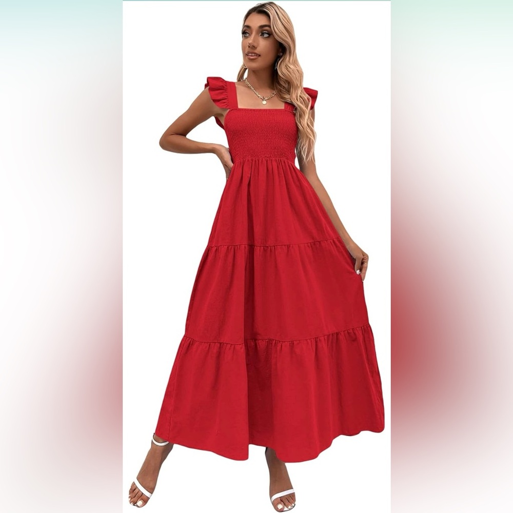 NWT MakeMeChic Summer Boho Dress Floral Spaghetti Strap Square Neck Maxi-Size M
